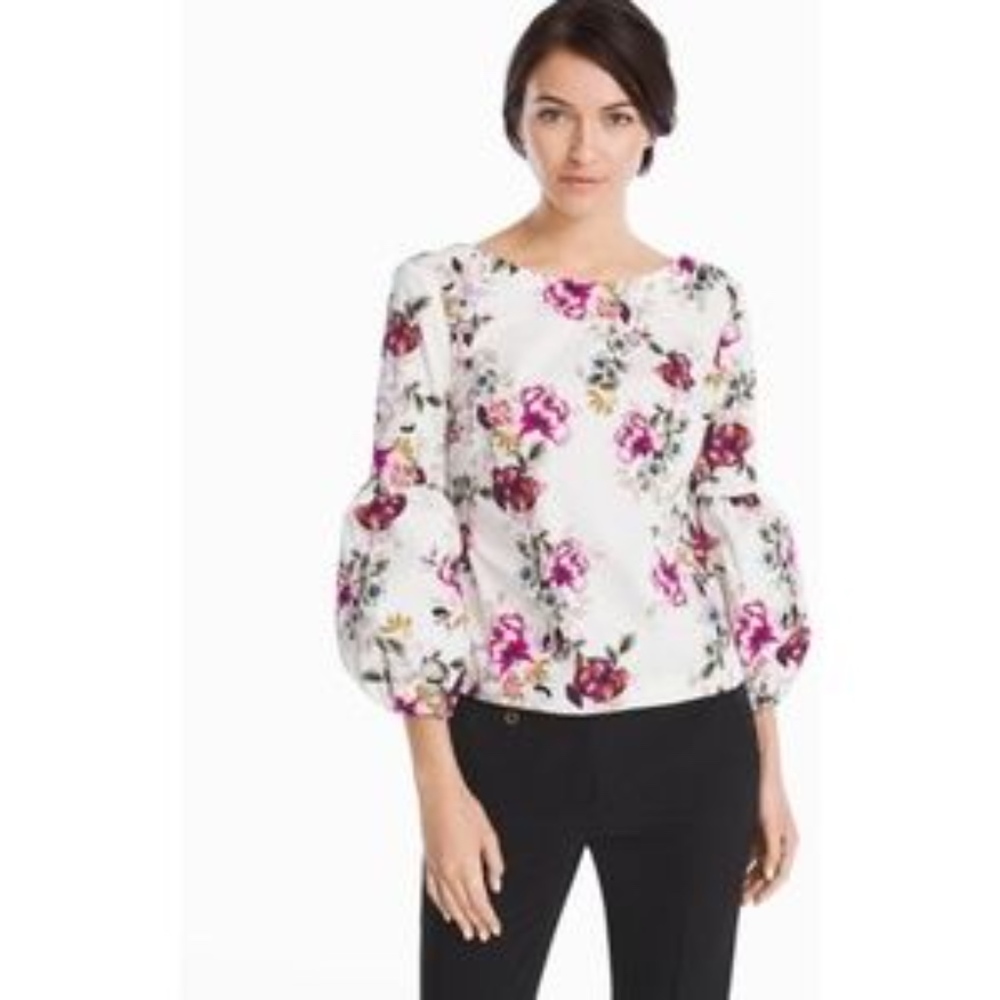 3/4 sleeve poplin floral top White House Black M